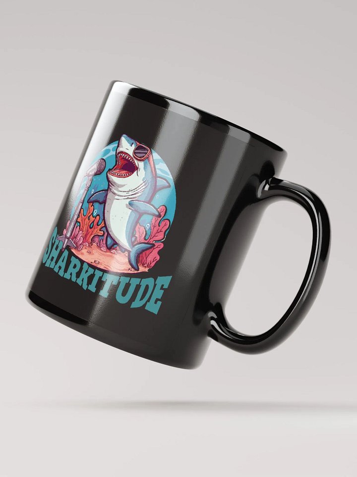 Sharkitude Shark Singing With Attitude Black Mug product image (3)