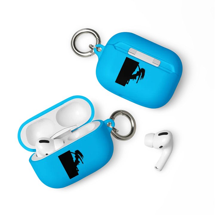Woman rock climbing Airpod case (blue) product image (1)