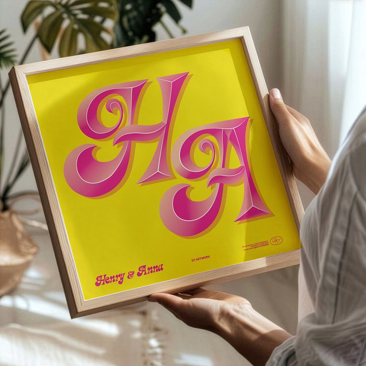 Custom Retro Name Letter Art Print product image (2)