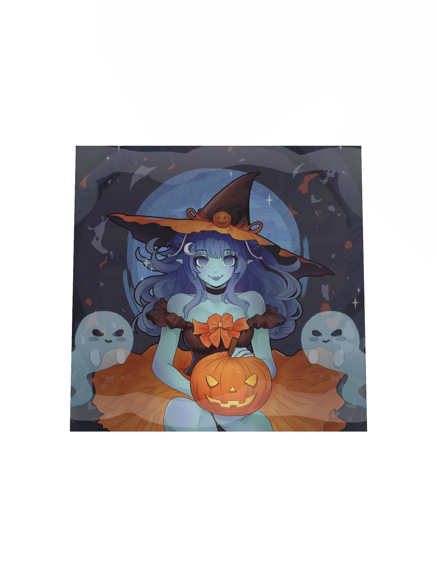 Starry Pumpkin Witch Square Poster product image (12)