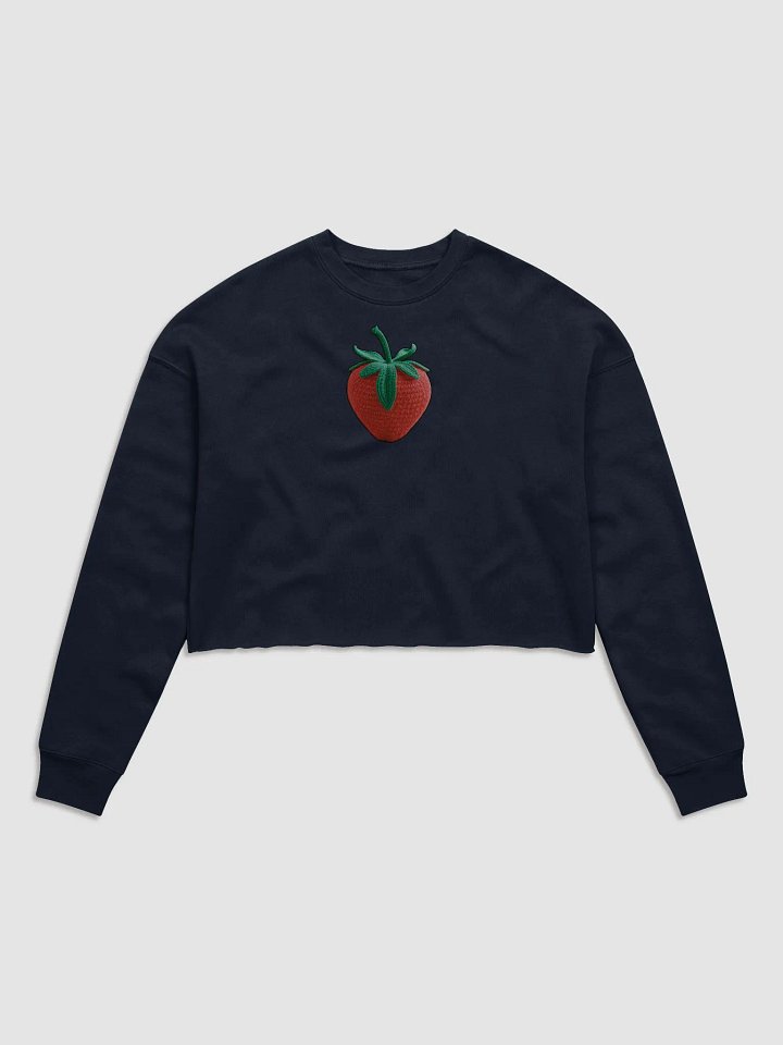 CozyAvocado Women's Navy Fleece Crop Sweatshirt Strawberry #1 product image (1)