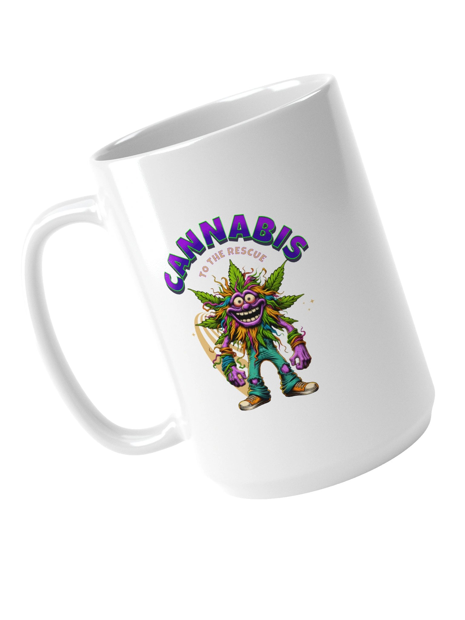 Cannabis to the Rescue! Coffee Mug (White Glossy Ceramic) product image (2)