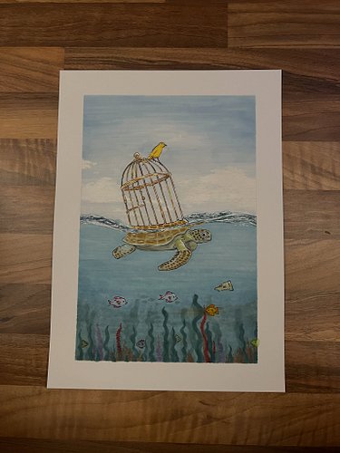 Charity commission

Prompt: Turtle with a bird cage for a shell
Medium: Alcohol markers and fine liners