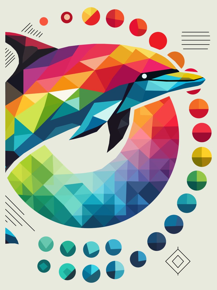 Free Geometric Dolphin PNG Art - Transparent Background, Low Poly Marine Life Illustration product image (1)