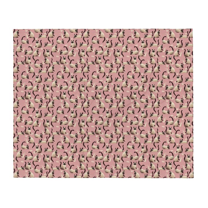 Bad Siamese Cats Knocking Stuff Over Throw Blanket, Pink product image (1)