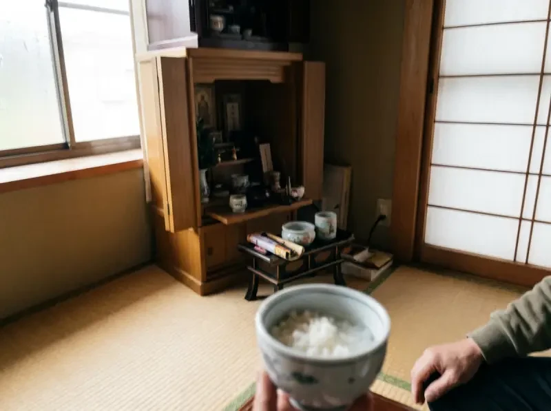 Buddhist altar in Japanese home