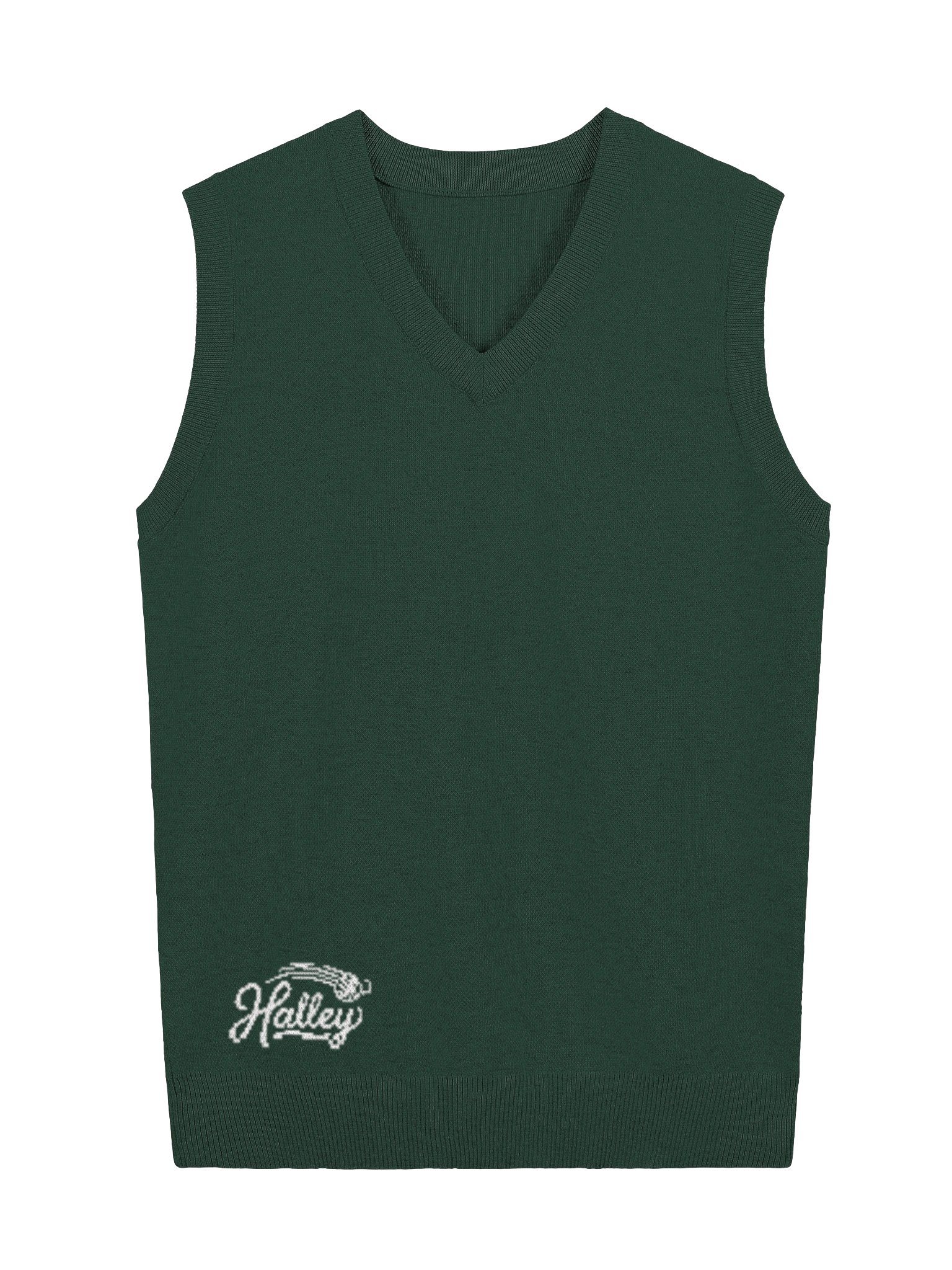 Dark Green Knitted V-Neck Vest product image (2)