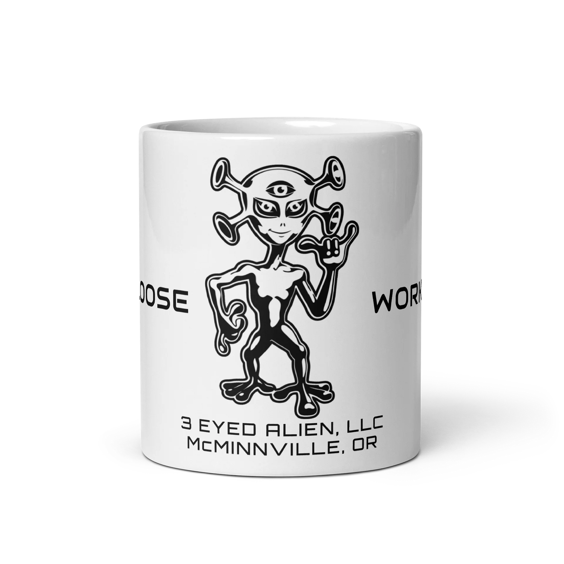 Hang Loose Work Smart Mug | 3 Eyed Alien Coffee Cup product image (1)