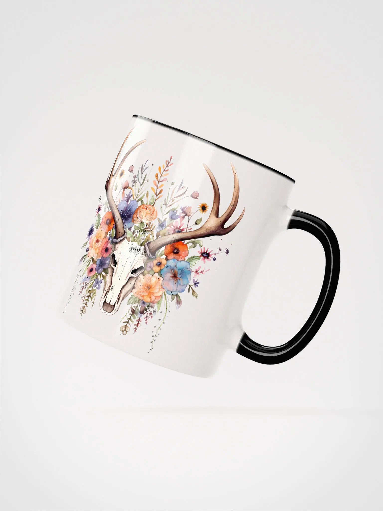 Floral Deer Skull Ceramic Mug product image (3)