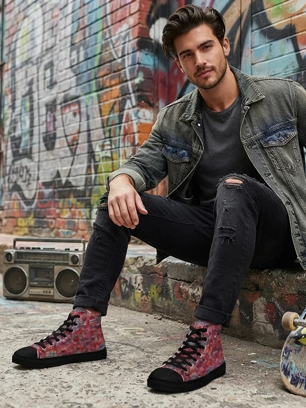 Ancestral Weave Men’s High Top Canvas Shoes product image (1)