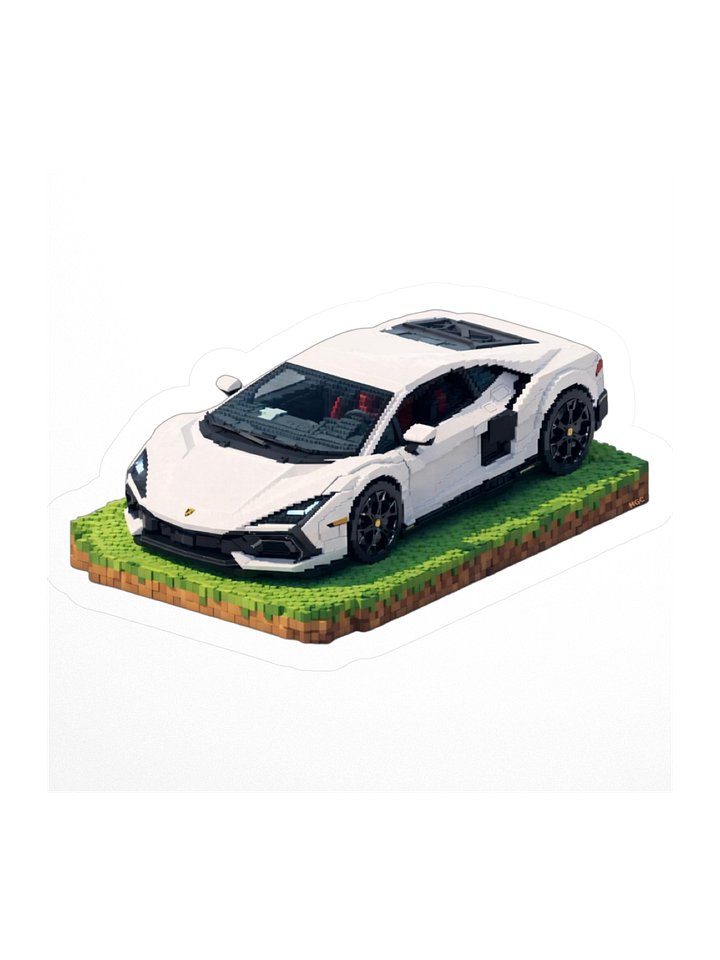 White Lamborghini Revuelto Voxel Art Sticker (Pixel, Retro, Minecraft) product image (1)