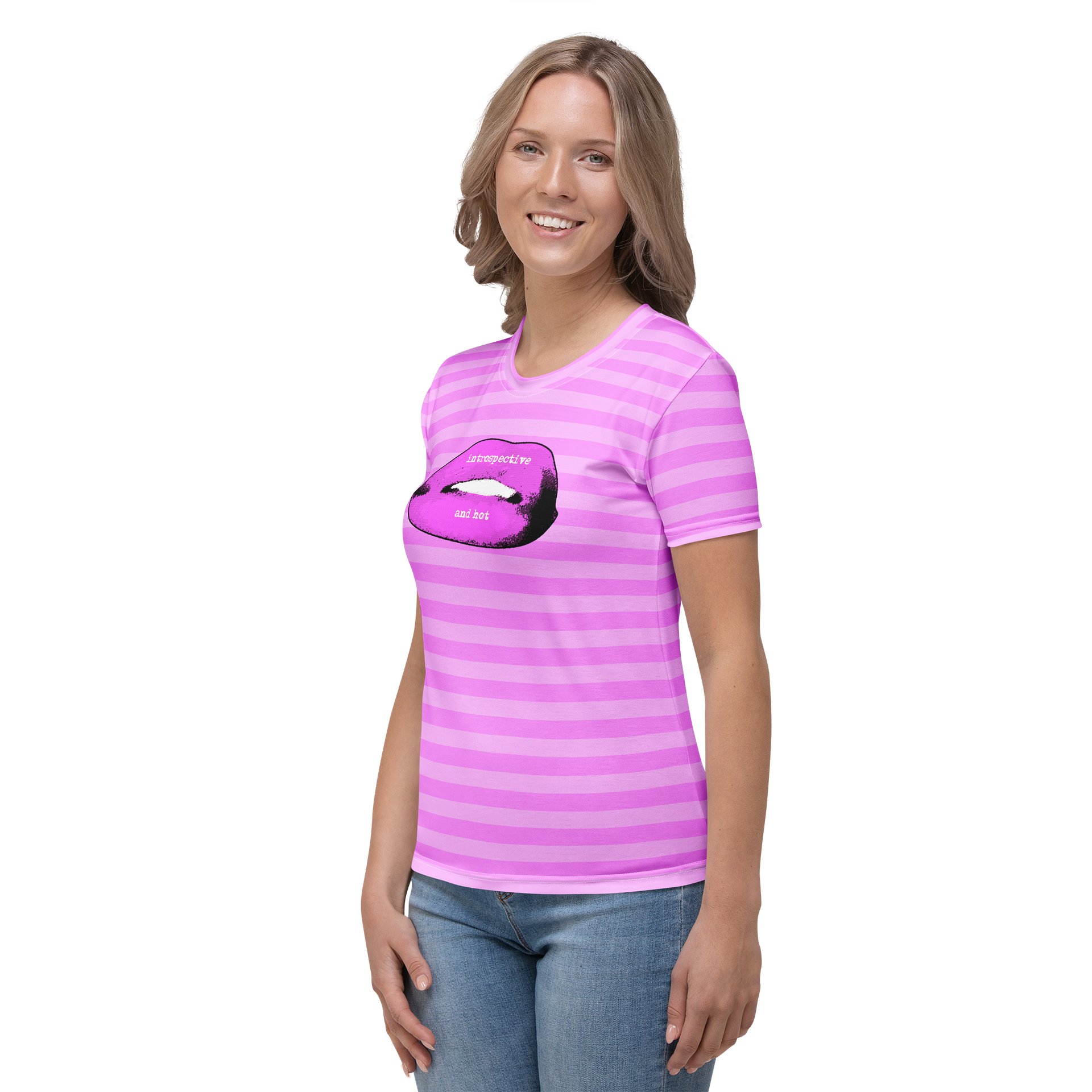 Pink Stripped Lips Designer Tee product image (3)