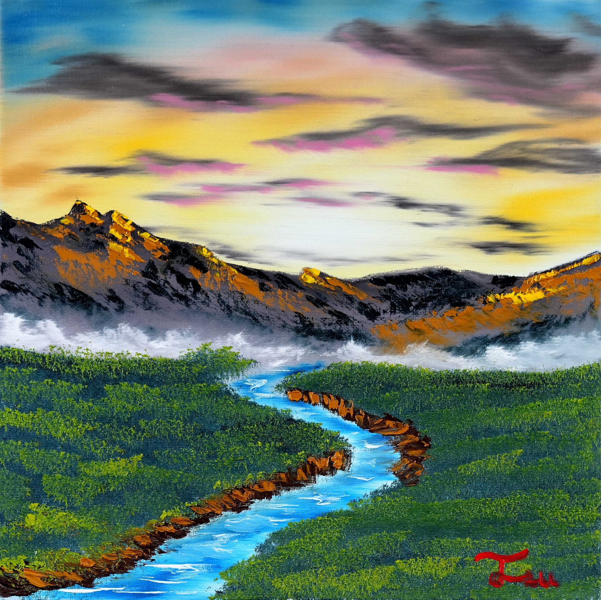 A Peaceful Stream (Original) 12x12 Canvas product image (1)