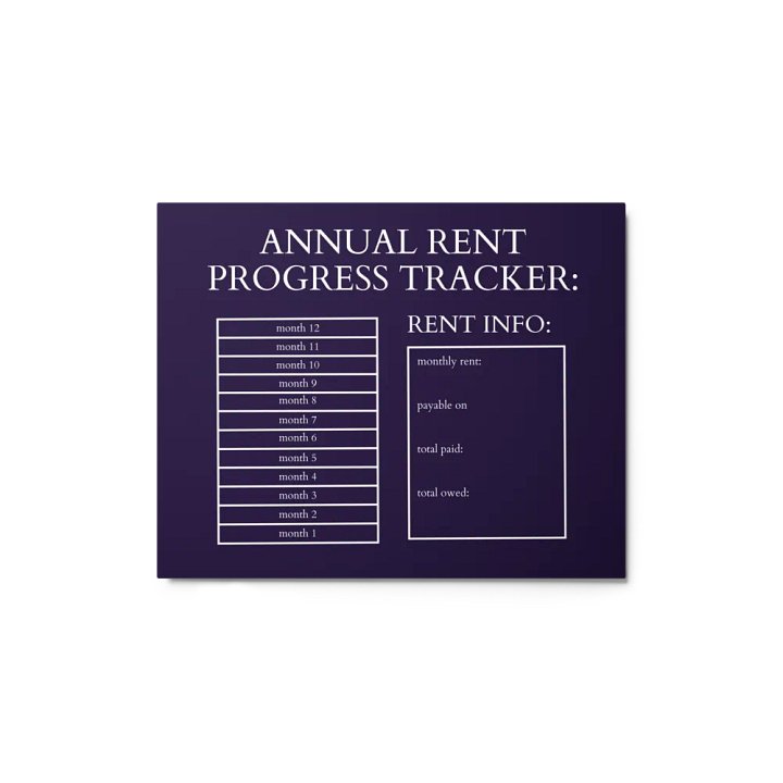 HIGHFALUTIN ANNUAL RENT TRACKER (white design 5) product image (1)