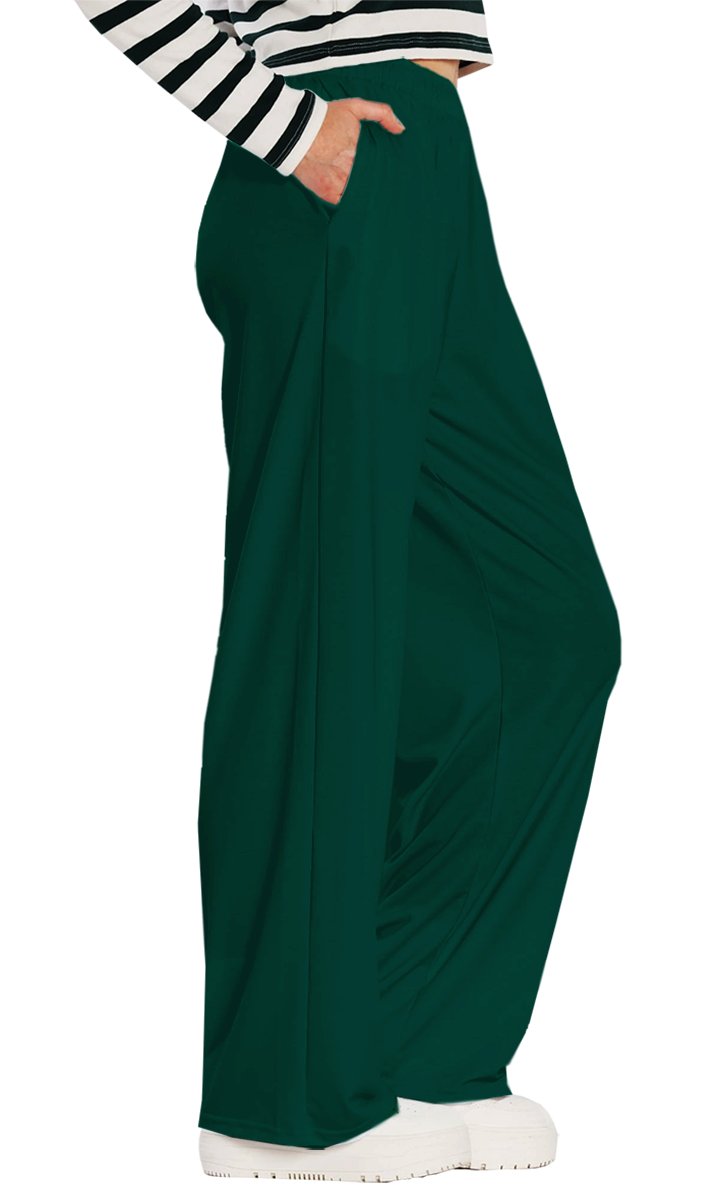 Plain Color Blue Green Wide-Leg Pants product image (1)