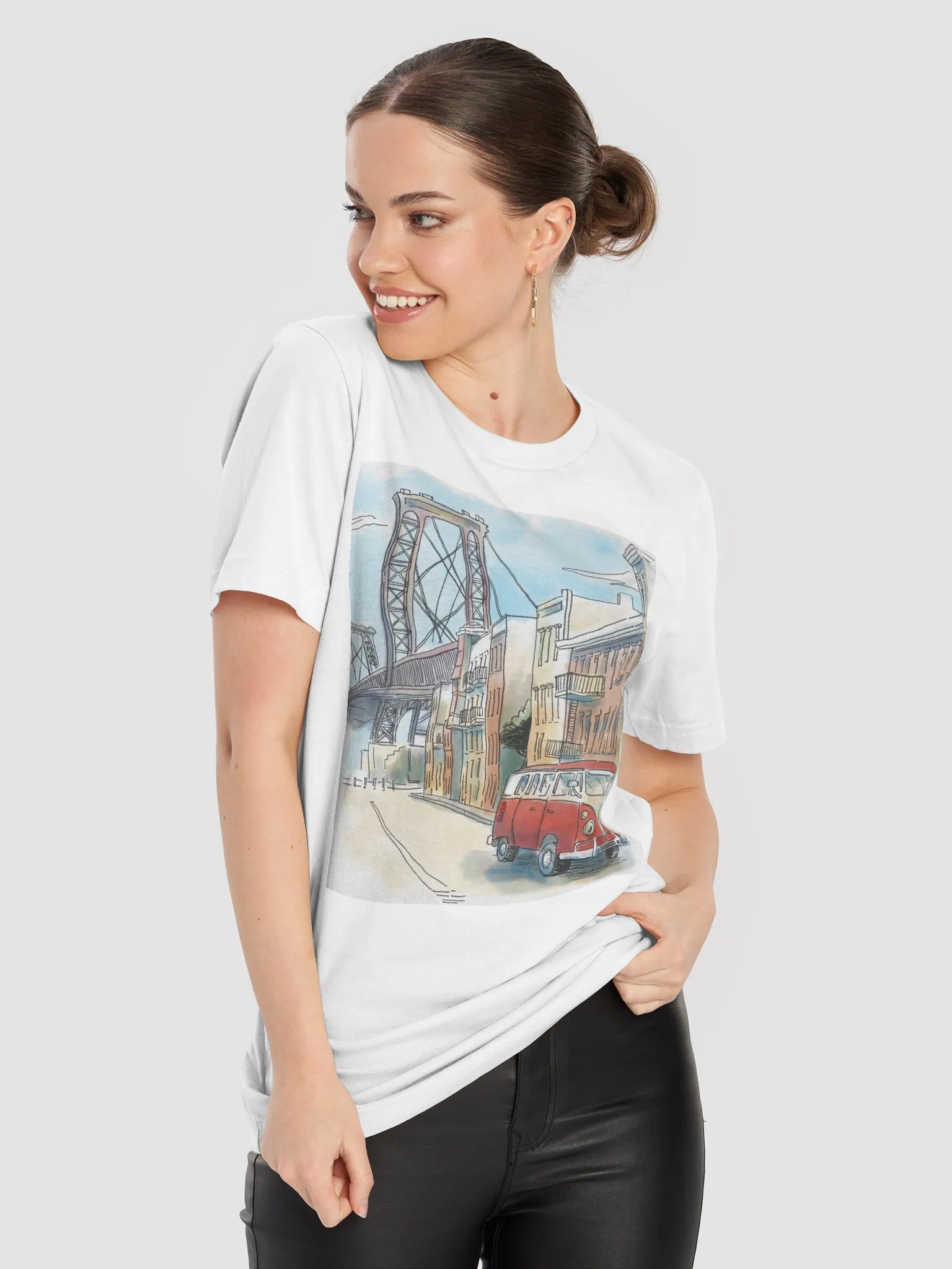 Williamsburg Bridge in Brooklyn, full color art product image (8)