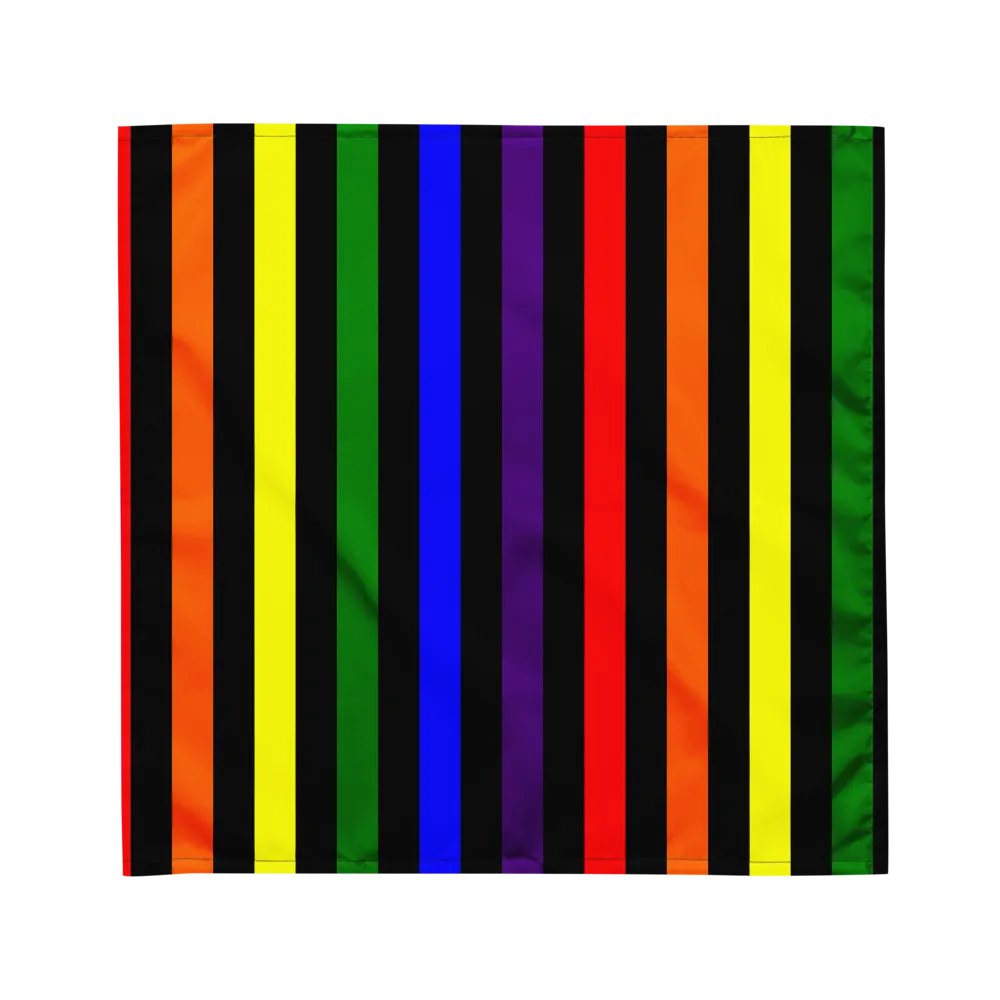 Twisted Rainbow Black Stripes Bandana, Colorful Queer Pride Accessory product image (3)