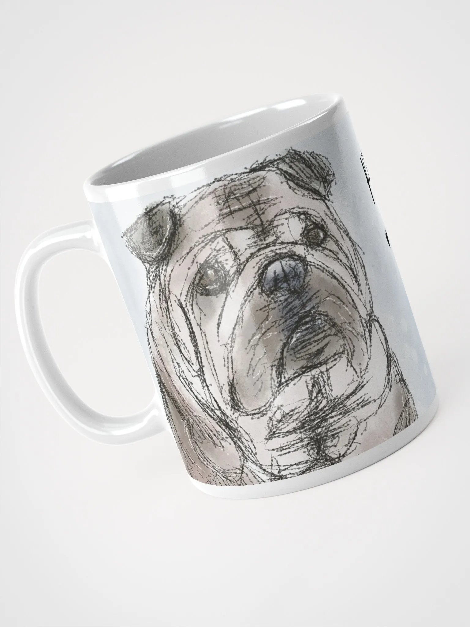 Pug Love Sketch White Glossy Mug product image (7)