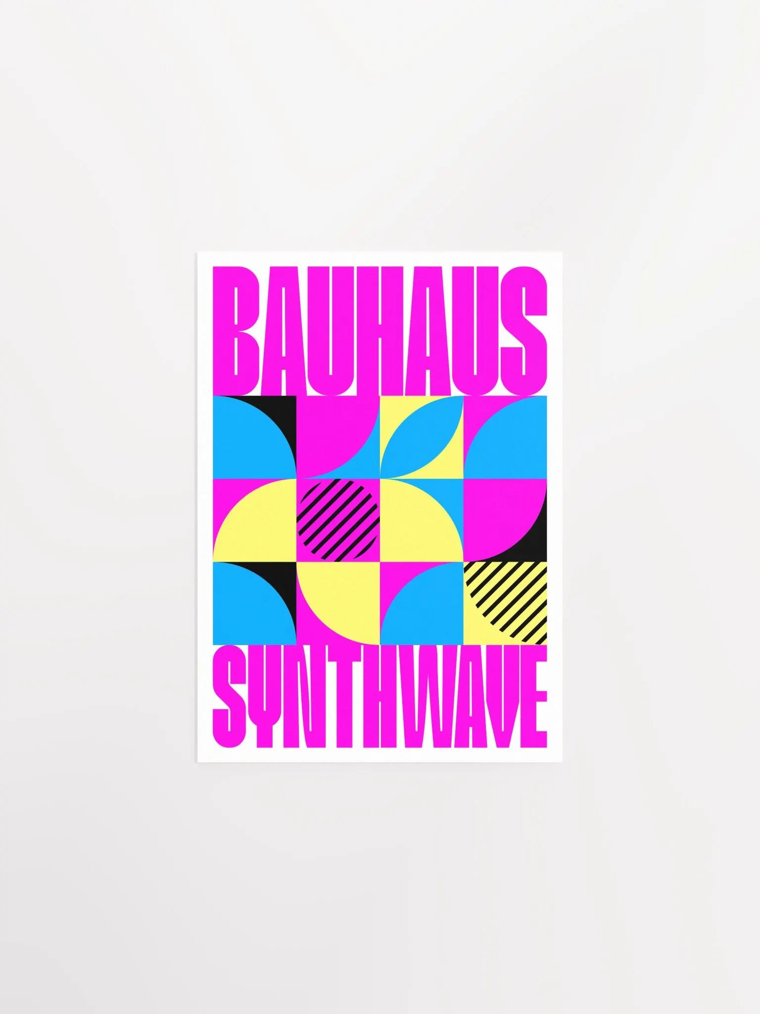 Bauhaus Synthwave #1 poster (fuchsia/magenta-blue) — abstract poster, retrowave print, vaporwave geometric art, 1980s print,1930s wall decor product image (6)