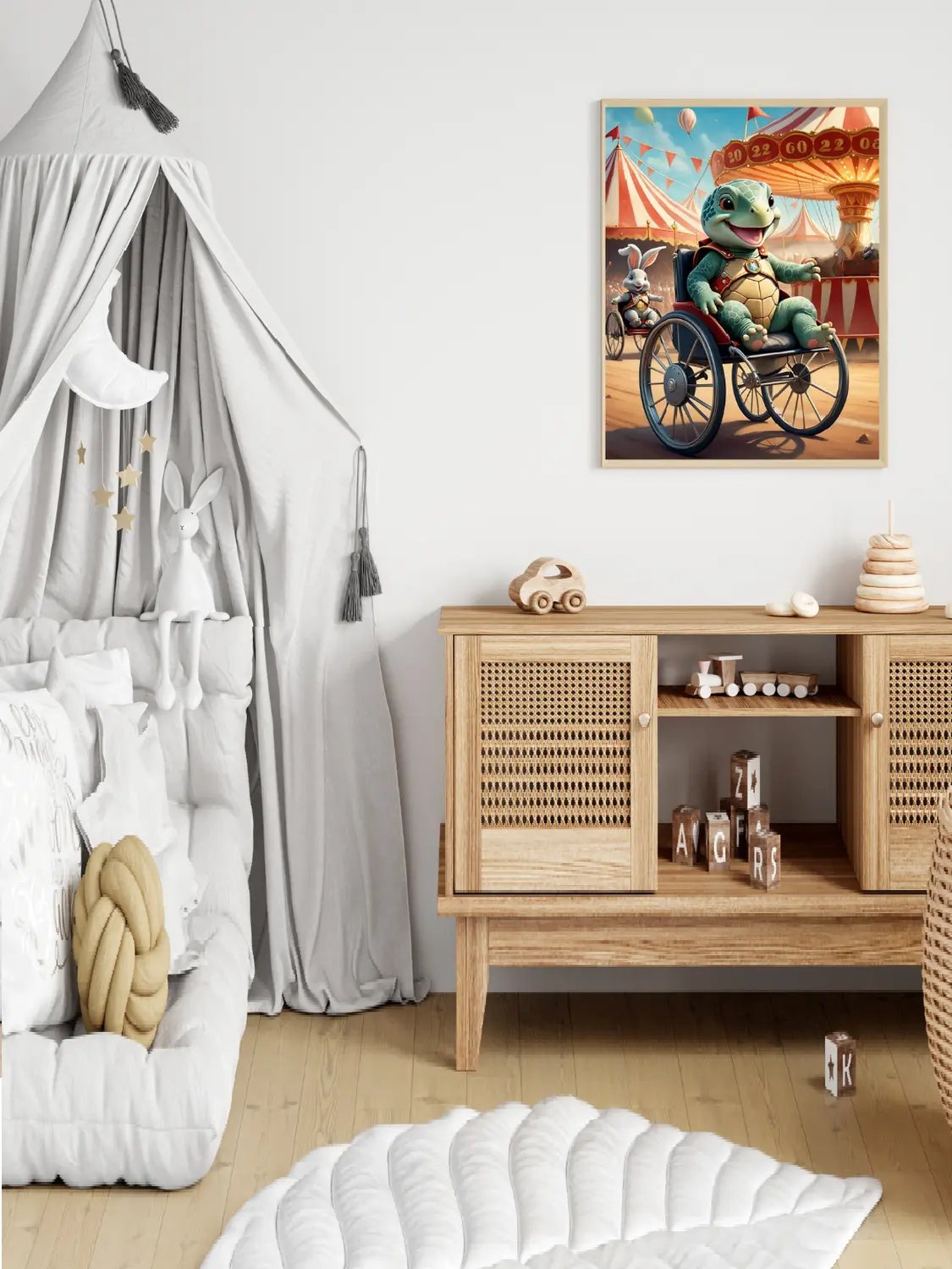 Circus Tortoise and Hare Racing in Wheelchair Child Wall Art product image (5)