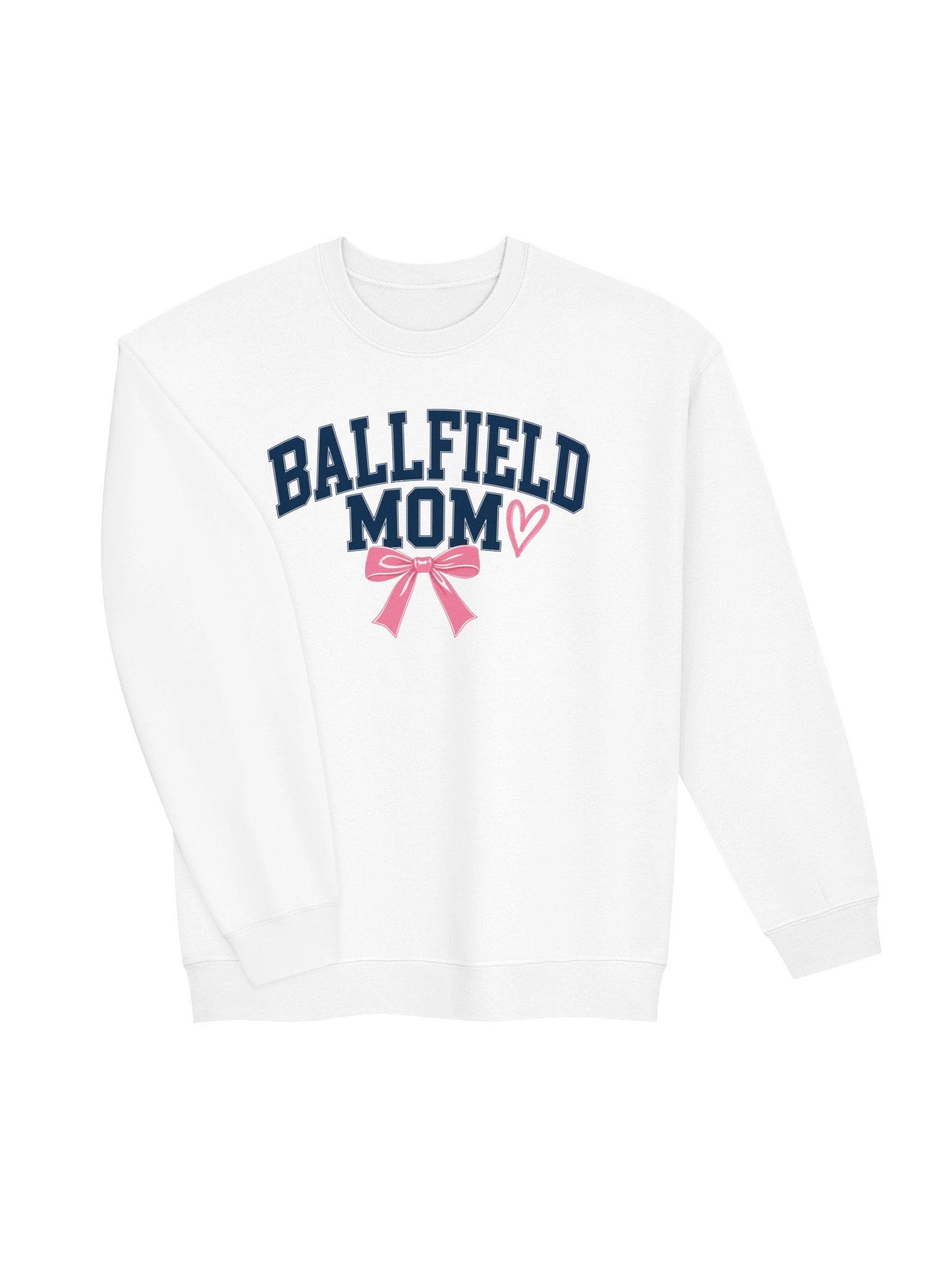 Ballfield Mom Bow & Heart Sweatshirt | Navy Varsity Pink Bow Crewneck product image (3)