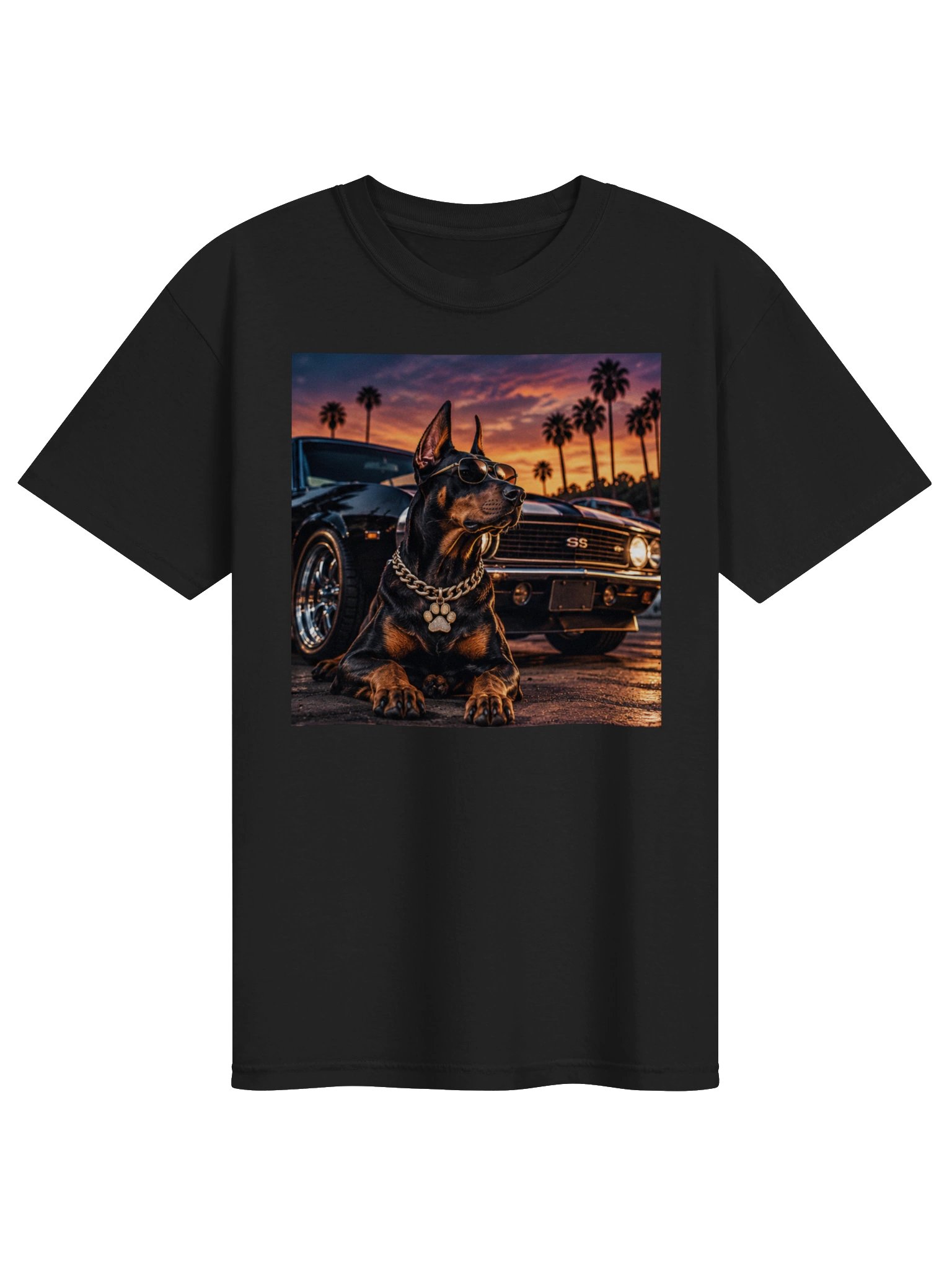 Doberman Dog T-Shirt | Muscle Car Graphic Tee | Car Lover Shirt | Vintage Automotive Dog Tee product image (2)
