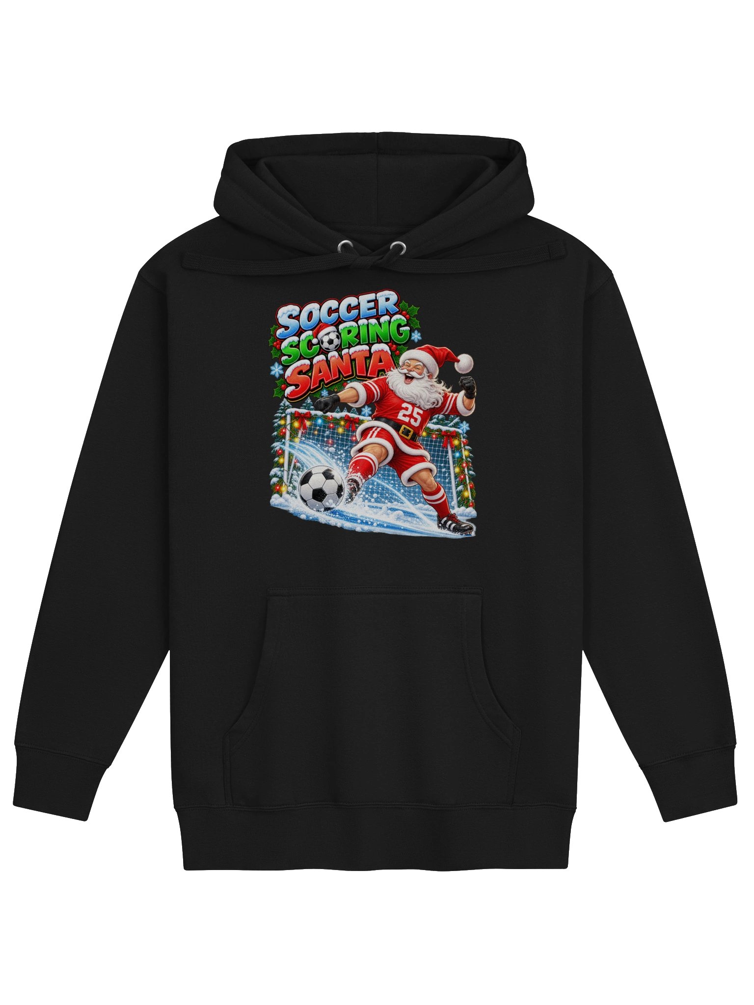 SOCCER SCORING SANTA (OR FOOTBALL) - HOODIE product image (1)