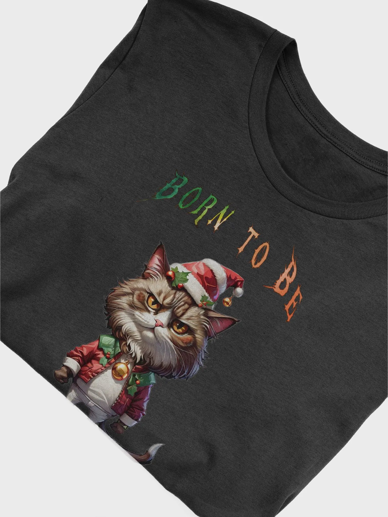 Born to be Naughty Christmas Cat Tee – Purrfectly Grumpy Festive Fun! product image (30)