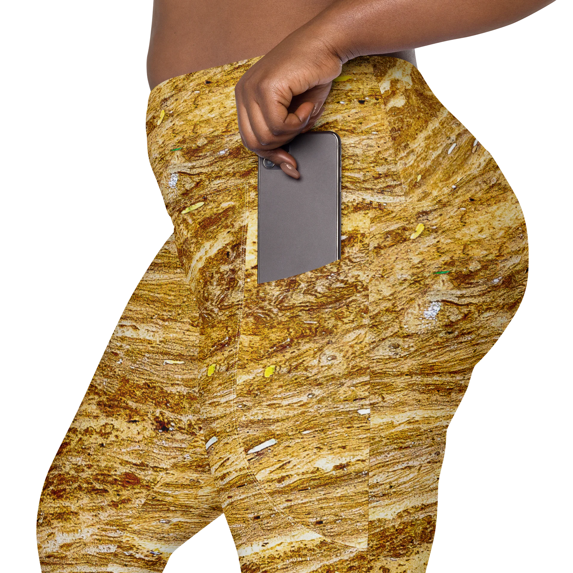 Golden Strata Women's Crossover High-Waisted Leggings with Dual Pockets product image (8)