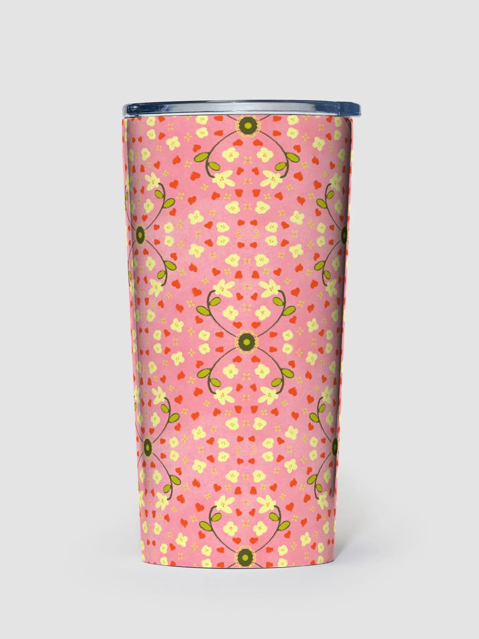 Hearts and Flowers Pink Tumbler product image (1)