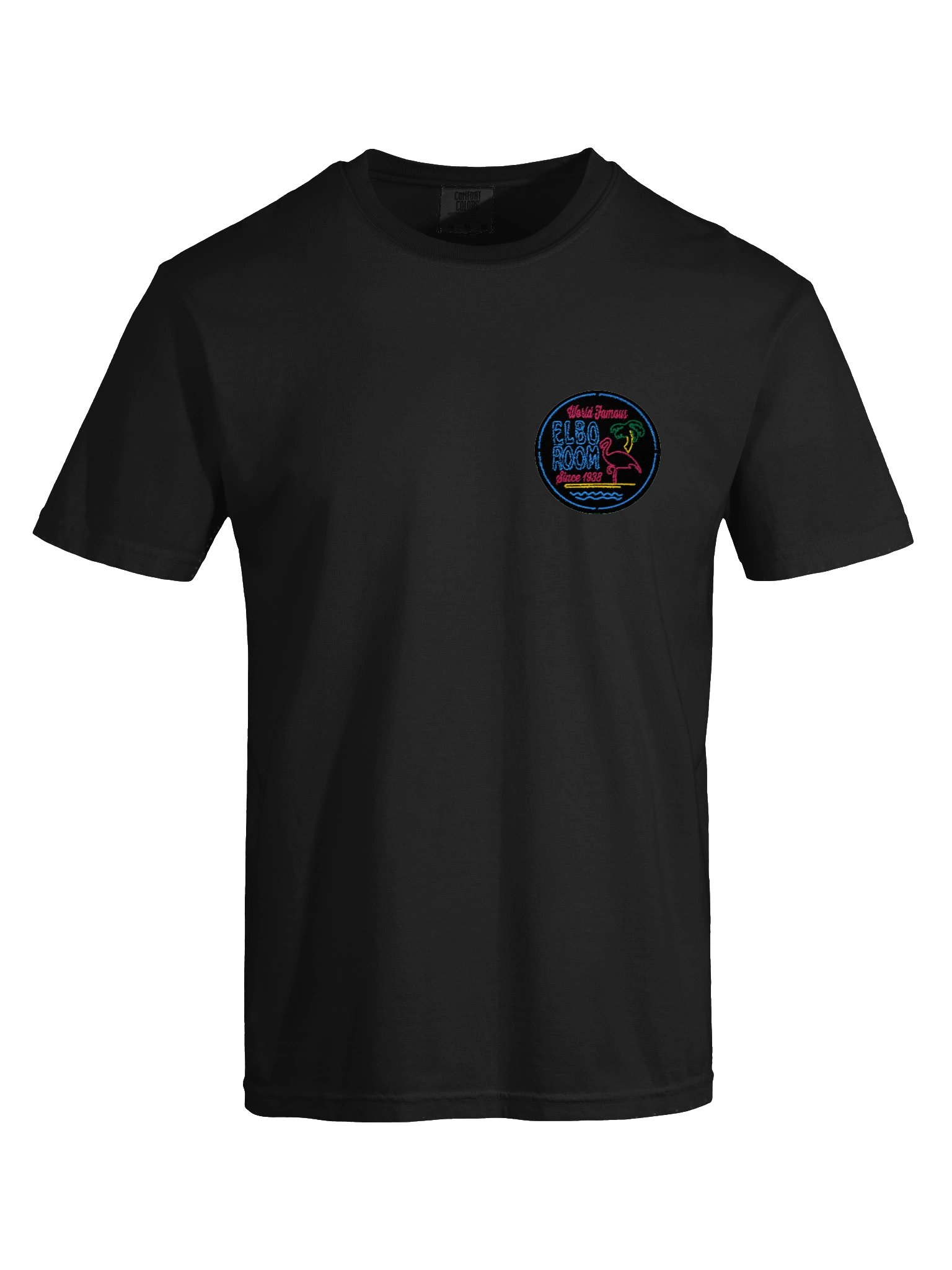Elbo Room World Famous Neon Flamingo Men's Tee | Core Black Edition product image (30)