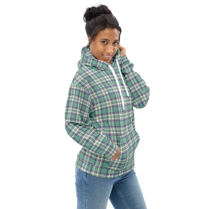 Light Green, Purple, and Yellow Plaid Hoodie product image (1)