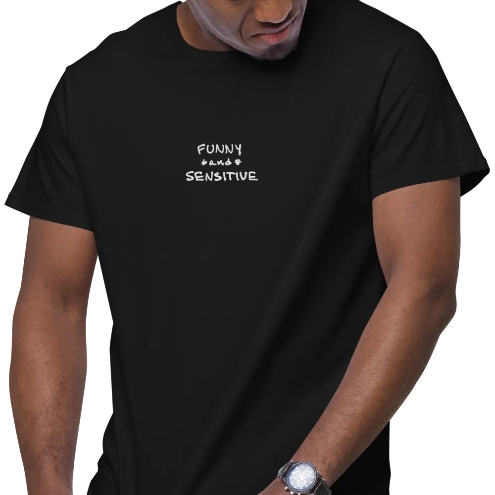 FUNNY *and* SENSITIVE embroidered premium cotton tee (white thread) product image (5)
