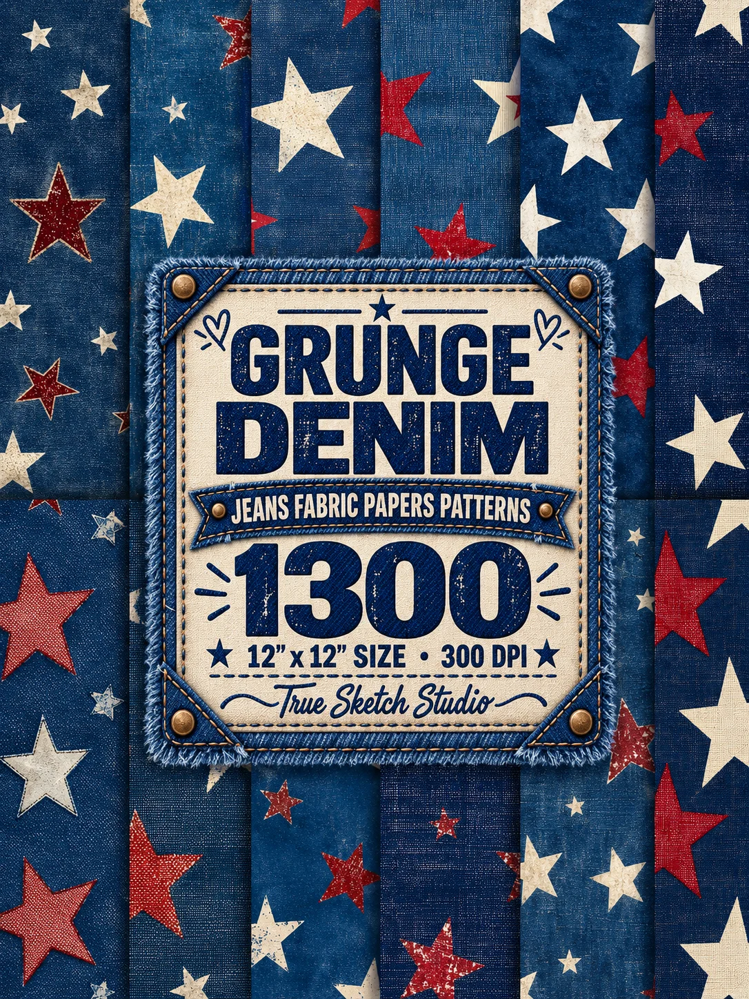 1300 Denim Digital Papers, Jeans Fabric Texture Bundle product image (9)