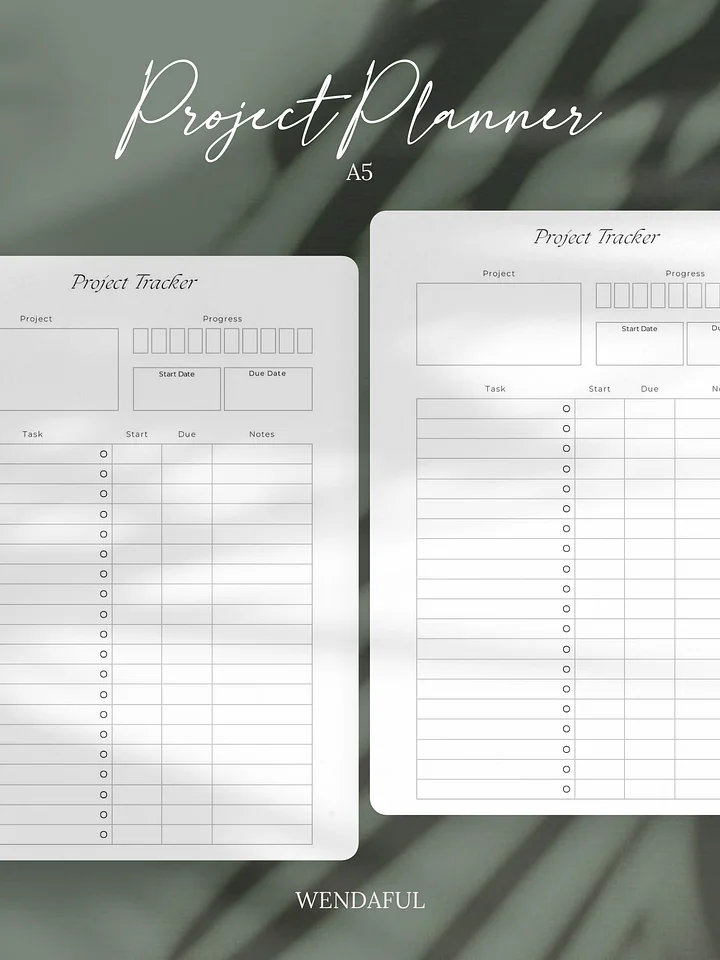 A5 Project Tracker Inserts | Streamline Your Projects | Printable product image (1)