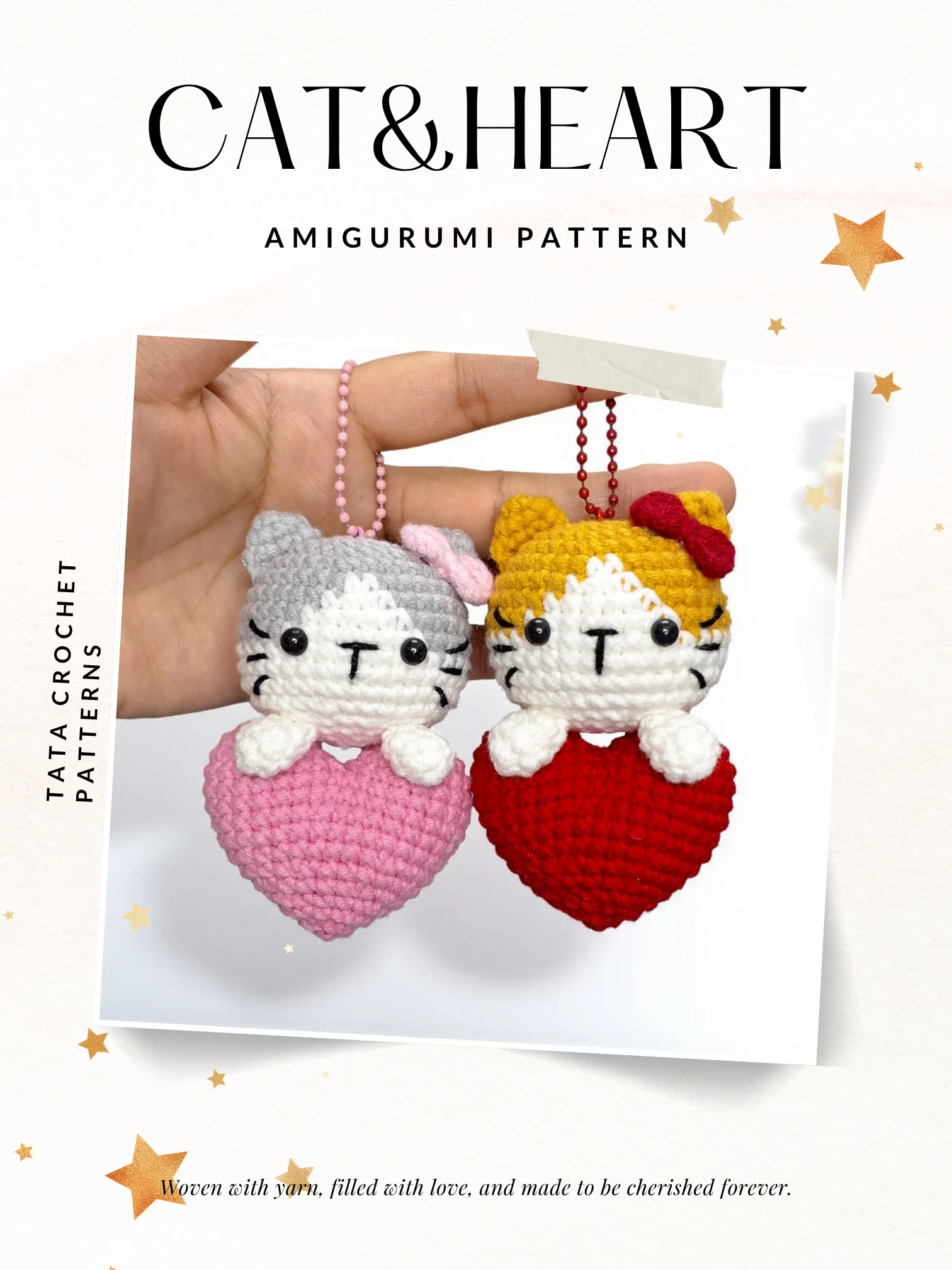 PDF Pattern | Crochet Cat With Heart Amigurumi Keychain product image (1)