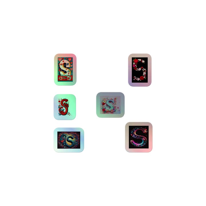 All S's Valentine’s Monogram Holo Sticker Pack product image (1)