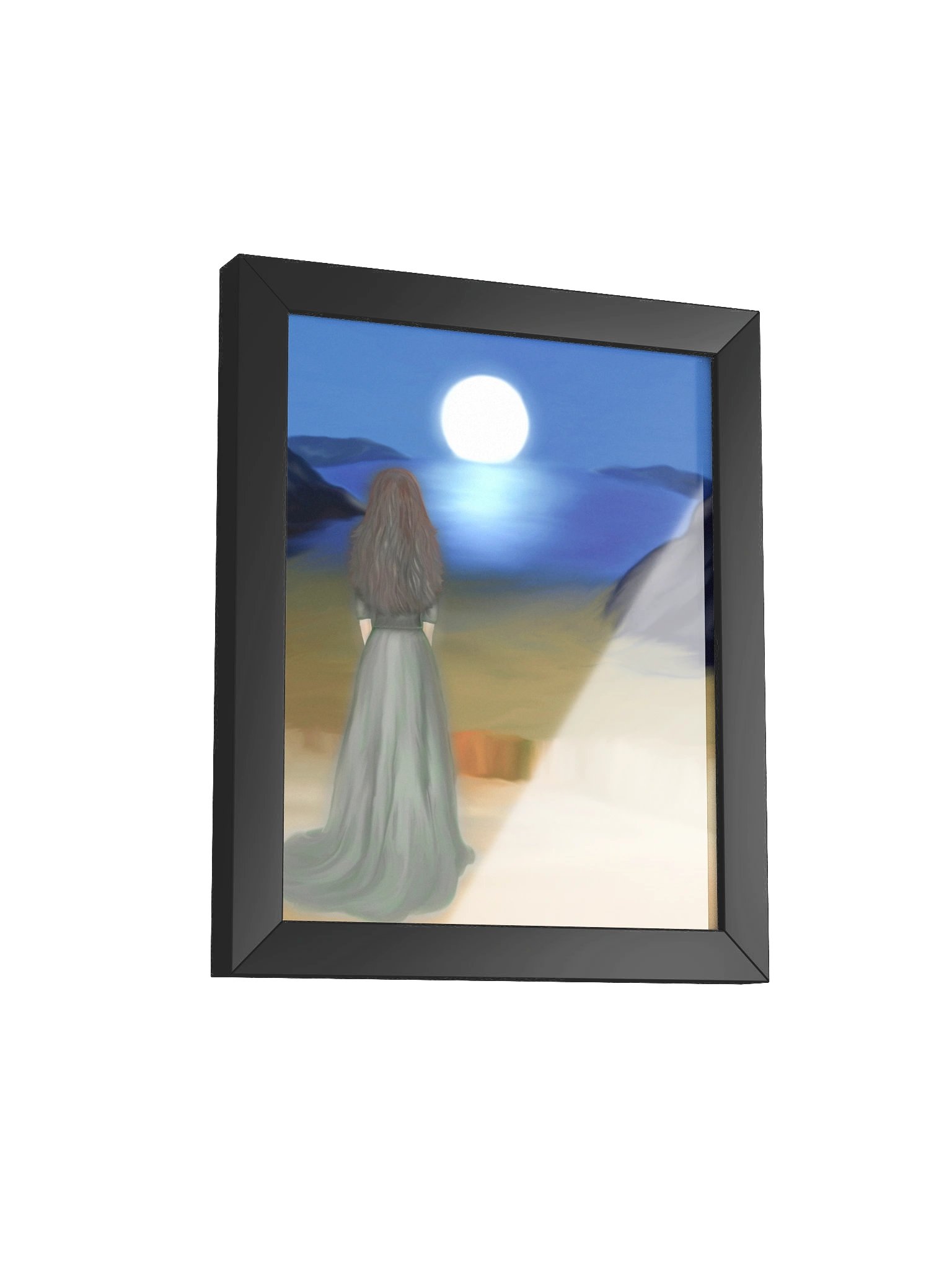 "Gazing at the Moon" Framed High Quality Matte Poster. product image (2)