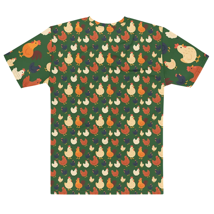 Chicken Lover T-shirt with Cut Chickens on Dark Green product image (2)
