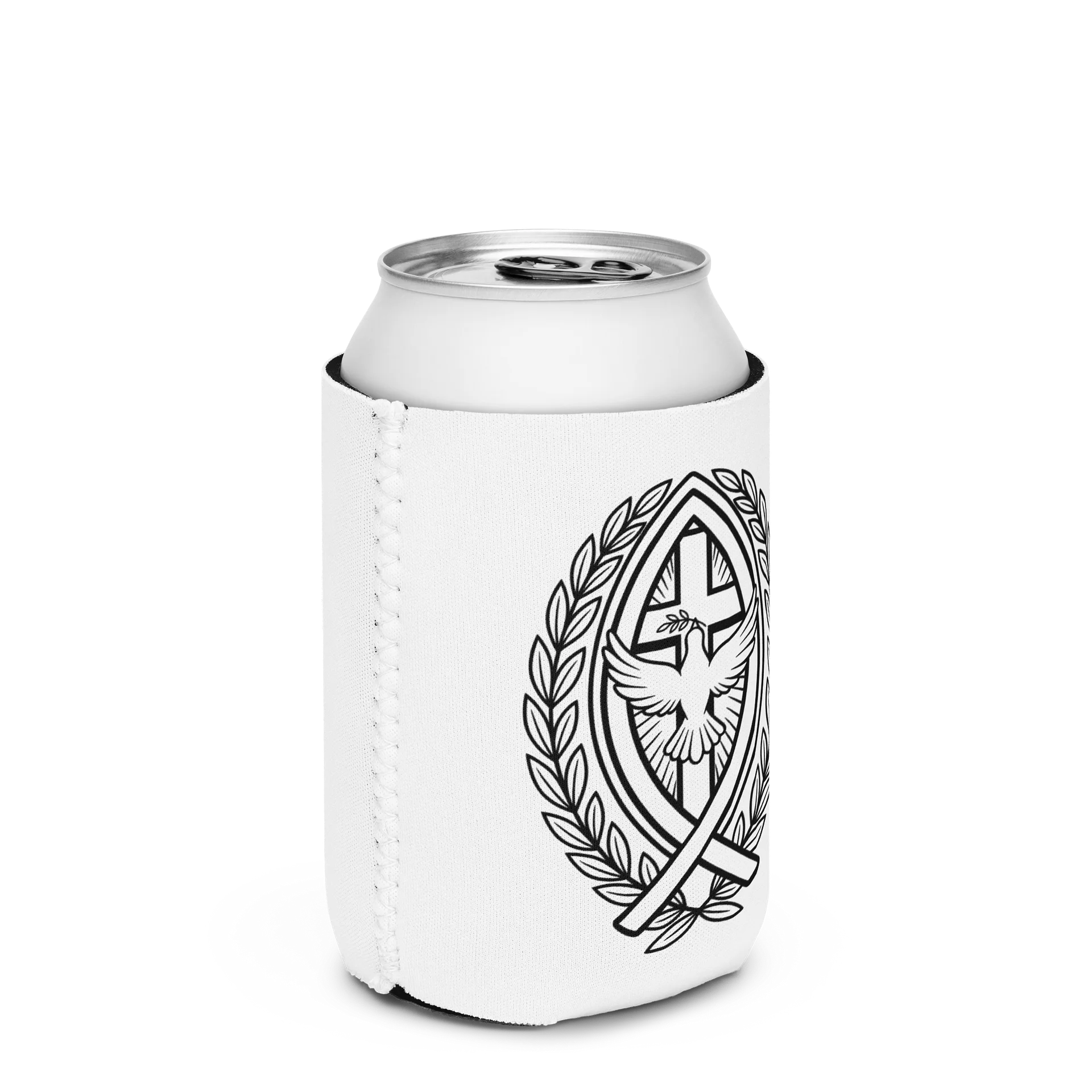 Christian Can Cooler, Cross Dove Ichthus Faith Design, Neoprene Beverage Holder Religious Party Favor and Gift, Fits Most 12oz product image (3)
