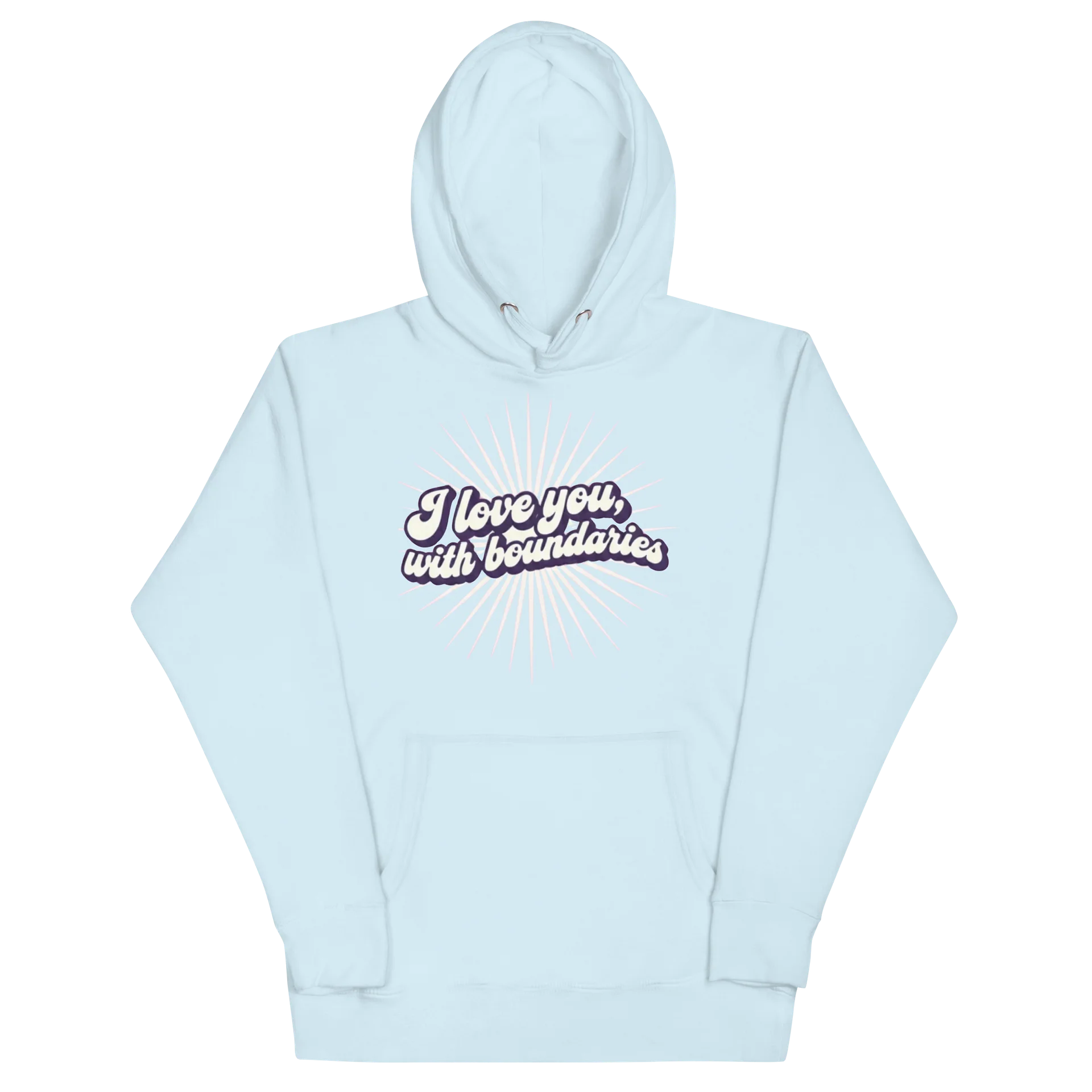 “I love you, with boundaries“ light blue unisex hoodie product image (2)