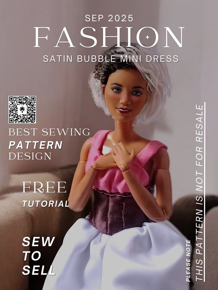 11 Inch Doll Bubble Mini Dress Sewing Pattern PDF – Party Outfit for Fashion Dolls – Digital Download Pattern product image (1)