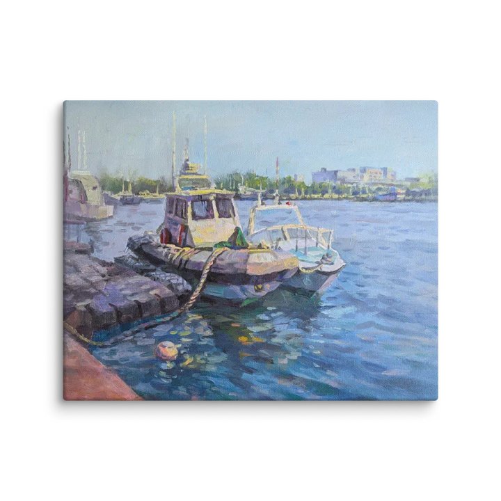 Harborside and Boats-Oil Painting Canvas Print product image (5)