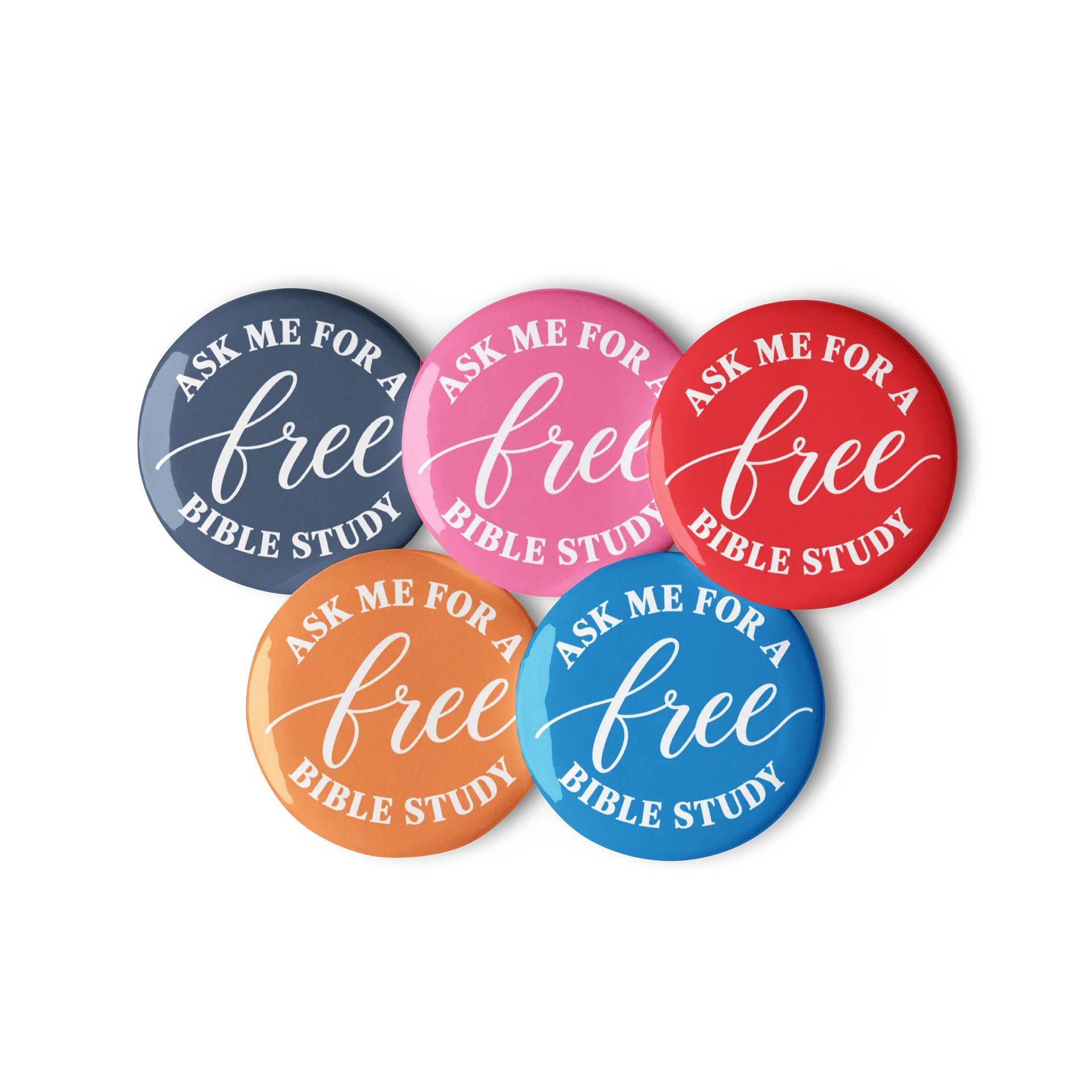 Ask Me For a Free Bible Study Colorful Pin Set product image (1)