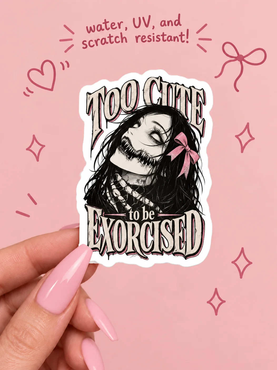 Too Cute To Be Exorcised Sticker | Water & Scratch Resistant Decal product image (1)