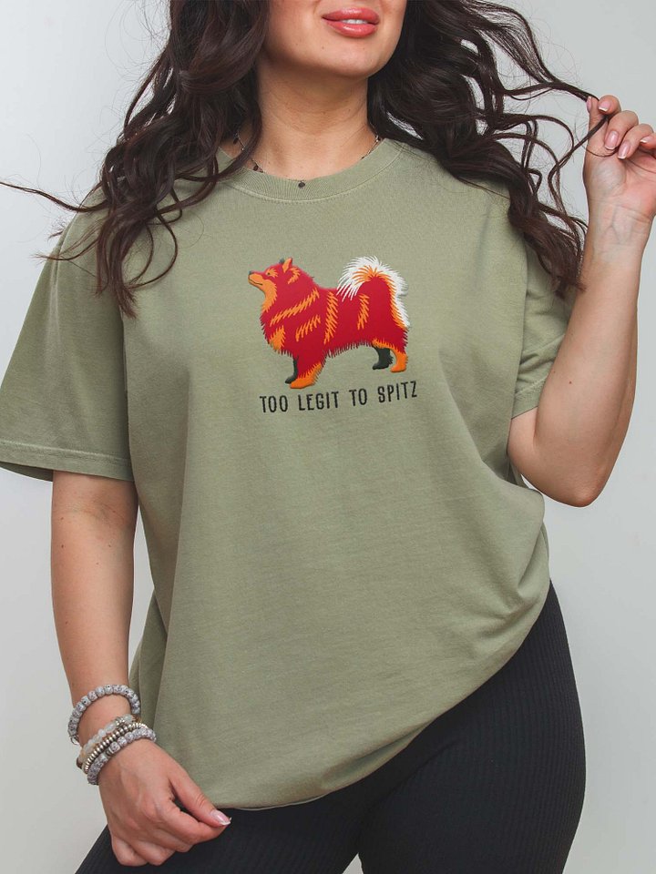 Too Legit to Spitz T-Shirt(Embroidered) of a Finnish Lapphund(Chocolate & Tan) product image (2)