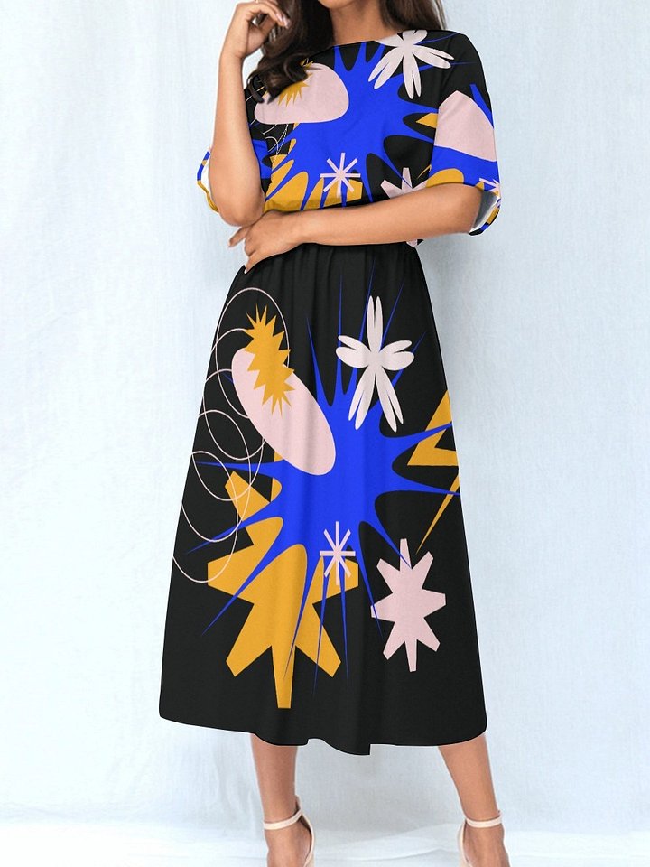 Midnight Bloom Abstract Midi Dress product image (1)
