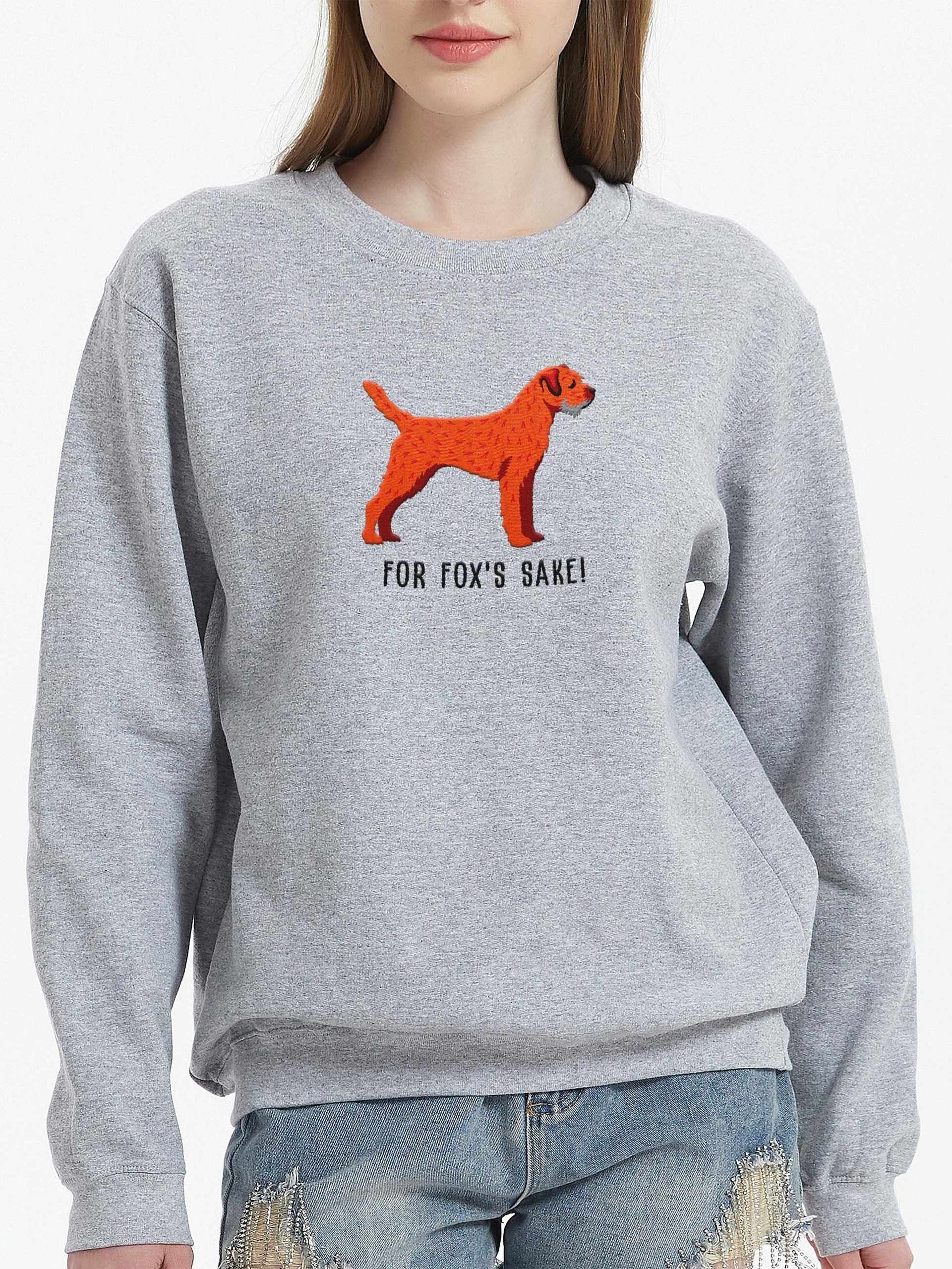 For Fox's Sake! Sweatshirt (Embroidered) of a Border Terrier(Red) product image (2)