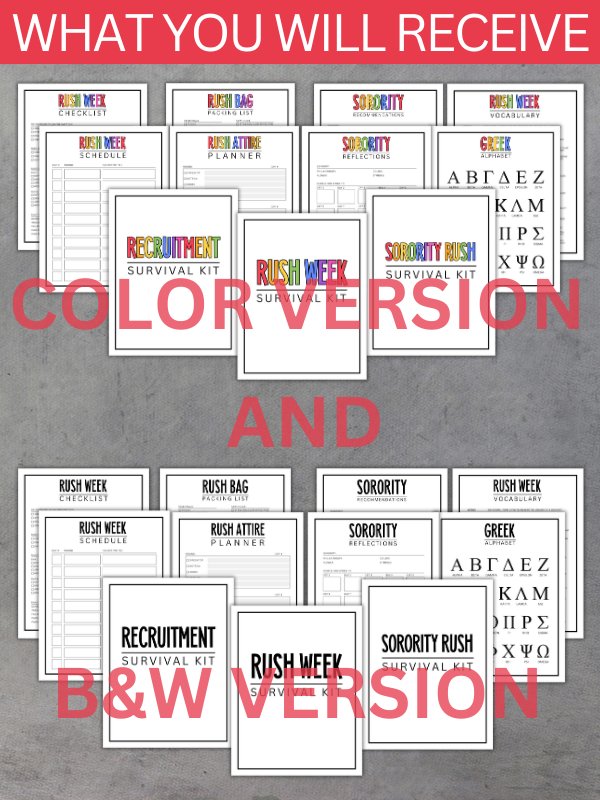 Sorority Rush Week Survival Kit, Sorority Recruitment Planner product image (2)