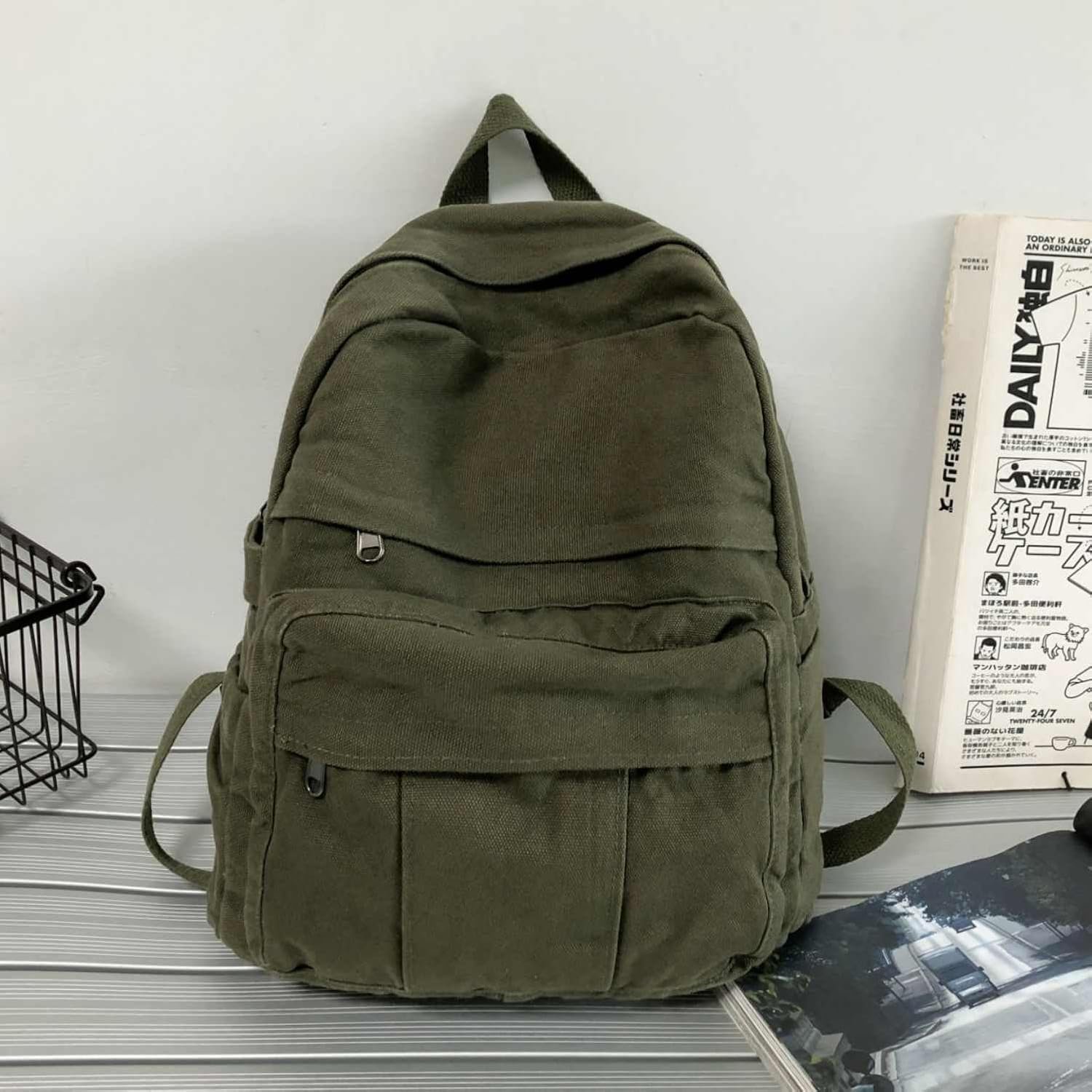 MEEBOY Canvas Backpack for Women & Men Retro Aesthetic Rucksack Basic Backpack for High School/College Students Travel Laptop Bag product image (3)
